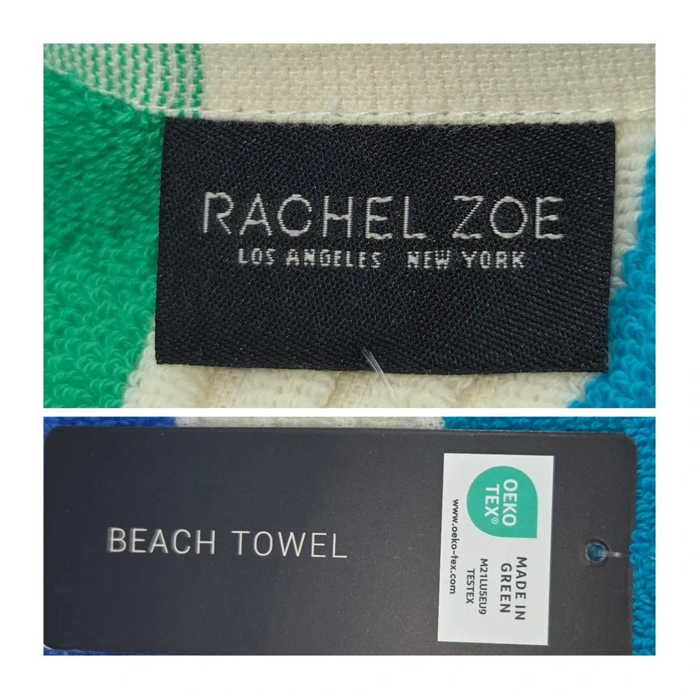 Rachel Zoe Palace Blue Striped‎ Oversized Beach Towel 40x70 Multi Spring Summer